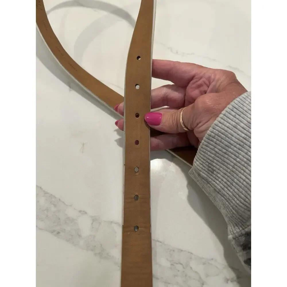 Michael Kors Belt Vanilla Mini Signature Printed MK Logo Gold Buckle 1” Sz Small